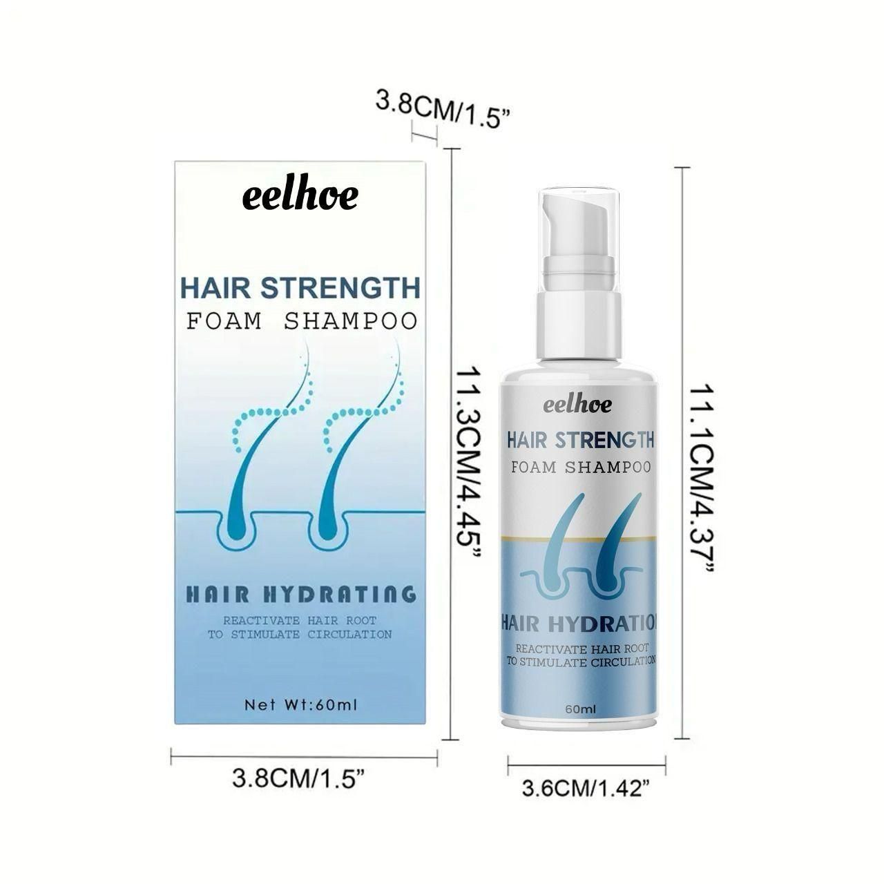 Hair Strength Hair Strength Foam Shampoo, Moisturizing Hair And Scalp 60 Ml (Pack Of 2)